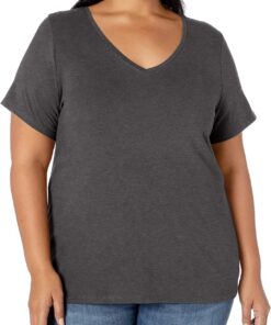 Amazon Essentials Mujer Camiseta de Manga Corta con Cuello en V de Talla Grande