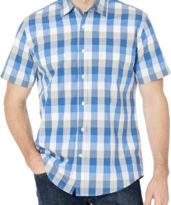 Amazon Essentials Hombre Camisa de Popelín de Manga Corta de Ajuste Normal