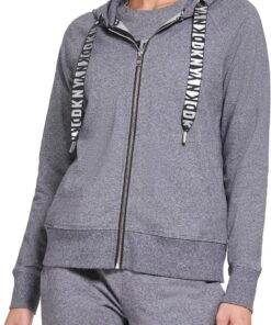DKNY Sudadera Deportiva con Capucha Y Cremallera con Logotipo para Mujer Sudadera con Capucha Mujer (Pack de 1)