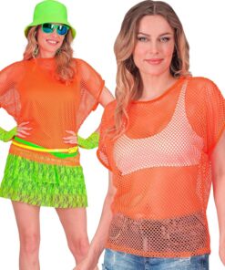 W WIDMANN MILANO Party Fashion - top de rejilla para mujer, camiseta fluorescente para festivales y carnaval.