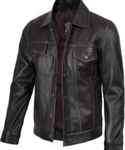Brown Leather Jacket Men - Natural Distressed Leather Jackets for Men