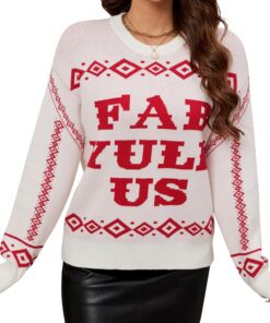 LUBOT Suéteres de Navidad para Mujer, feos, Suaves, mullidos, de Punto, de Manga Larga, para Fiestas de Navidad, Vacaciones, Tallas S-XXL