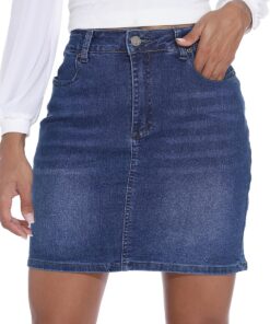 GUANYY Minifalda Vaquera para Mujer, Casual, elástica, Ajustada, de Cintura Alta