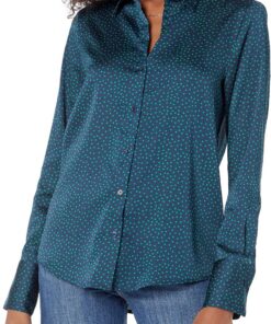 Amazon Essentials Mujer Camisa de Satén con Botones de Corte Estándar (Disponible en Tallas Grandes)