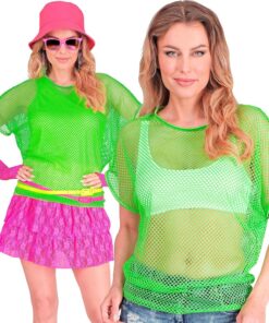 W WIDMANN MILANO Party Fashion - top de rejilla para mujer, camiseta fluorescente para festivales y carnaval.