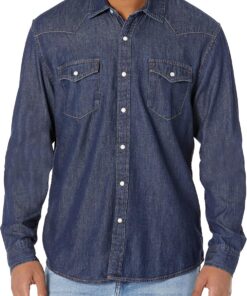 Amazon Essentials Hombre Camisa Vaquera de Corte Ajustado de Manga Larga con Botones a Presión