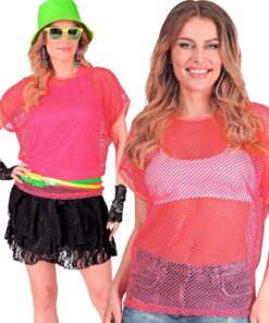 W WIDMANN MILANO Party Fashion - top de rejilla para mujer, camiseta fluorescente para festivales y carnaval.