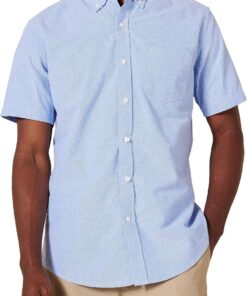 Amazon Essentials Camisa Oxford con Bolsillo de Manga Corta y Ajuste Normal Hombre