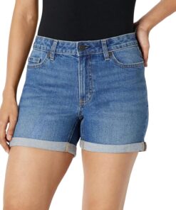 Amazon Essentials Shorts Vaqueros Ajustados de Tiro Medio de 10,2cm Mujer