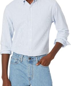 Amazon Essentials Hombre Camisa Oxford de Manga Larga y Corte Regular