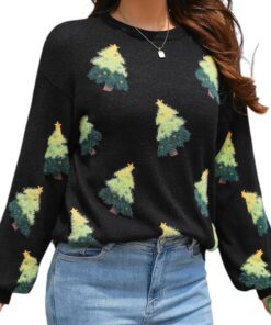 LUBOT Suéteres de Navidad para Mujer, feos, Suaves, mullidos, de Punto, de Manga Larga, para Fiestas de Navidad, Vacaciones, Tallas S-XXL