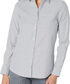 Amazon Essentials Camisa Oxford Elástica con Botones y Manga Larga de Corte Estándar (Disponible en Tallas Grandes) Mujer