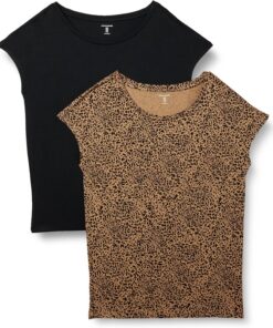 Amazon Essentials Mujer Camiseta de Jersey con Cuello de Barco de Manga Corta y Corte Estándar