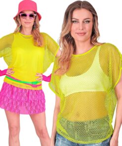 W WIDMANN MILANO Party Fashion - top de rejilla para mujer, camiseta fluorescente para festivales y carnaval.
