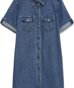 Vero Moda Vmjennie LS Short Denim Dress Mix Noos Vestido Vaquero Mujer (Pack de 1)