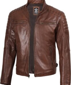 Brown Leather Jacket Men - Natural Distressed Leather Jackets for Men