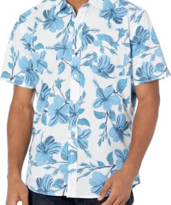 Amazon Essentials Camisa de Corte Ceñido con Mangas Cortas, Botones y Estampado Hombre