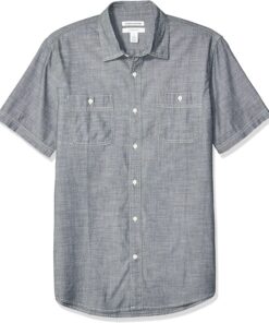 Amazon Essentials Hombre Camisa de Popelín de Manga Corta de Ajuste Normal